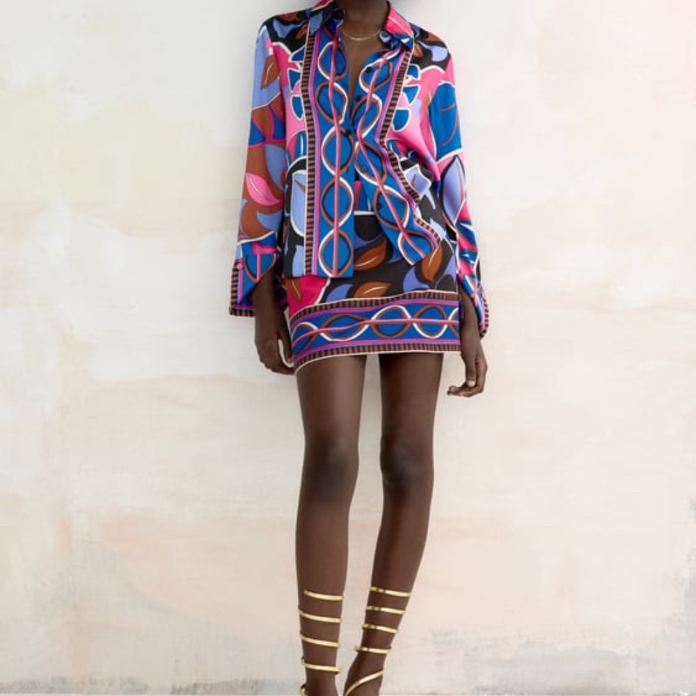 ZARA PRINTED (DART) SKIRT